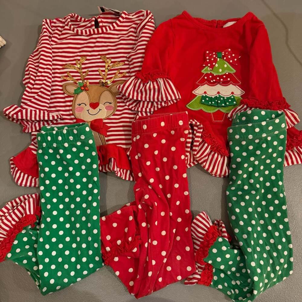 Rare Editions Girls Christmas Outfit Lot Size 2T Holiday Set